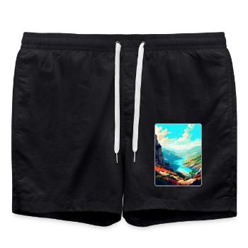 Geres Nationalpark Portugal Vintage Reiseplakat - Badeshorts - Schwarz - Vorne - AI Model Male 185 light (185cm)