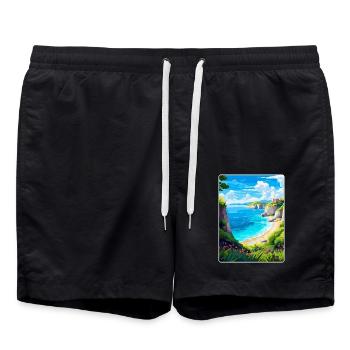 Zakynthos Greece Vintage Travel Poster Souvenir - Swim Trunks - black - Front - AI Model Male 185 light (185cm)