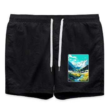 Arosa Suisse Affiche de voyage vintage souvenir - Short de bain - noir - Devant - AI Model Male 185 light (185cm)