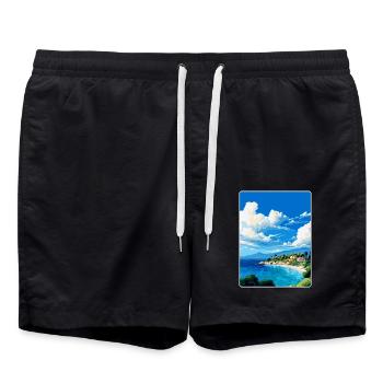Brac Insel Kroatien Vintage Reiseplakat Souvenir - Badeshorts - Schwarz - Vorne - AI Model Male 185 light (185cm)
