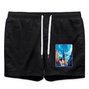 Middelburg Niederlande Vintage Reiseplakat WPA - Badeshorts - Schwarz - Vorne - AI Model Male 185 light (185cm)
