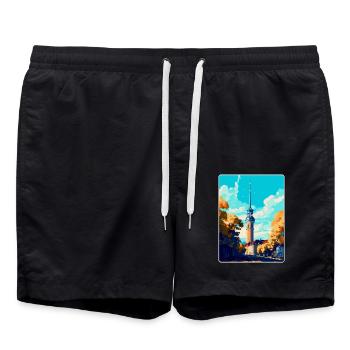 Dortmund Germany Vintage Travel Poster Souvenir - Swim Trunks - black - Front - AI Model Male 185 light (185cm)