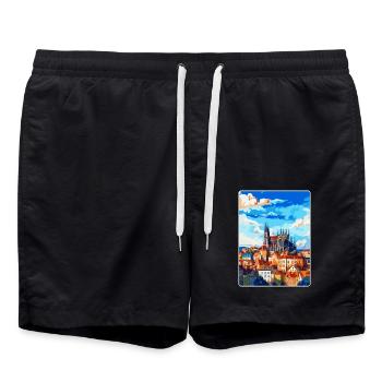 Kutná Hora Tschechische Republik Vintage Reiseposter - Badeshorts - Schwarz - Vorne - AI Model Male 185 light (185cm)