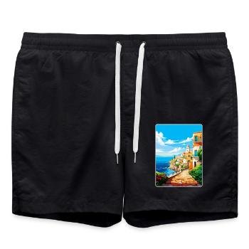 Héraklion Grèce Affiche de voyage vintage souvenir - Short de bain - noir - Devant - AI Model Male 185 light (185cm)