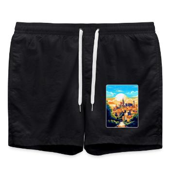 Toledo Spanien Vintage Reiseposter WPA Souvenir - Badeshorts - Schwarz - Vorne - AI Model Male 185 light (185cm)