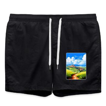Castilla Y Leon Spain Vintage Travel Poster WPA - Swim Trunks - black - Front - AI Model Male 185 light (185cm)