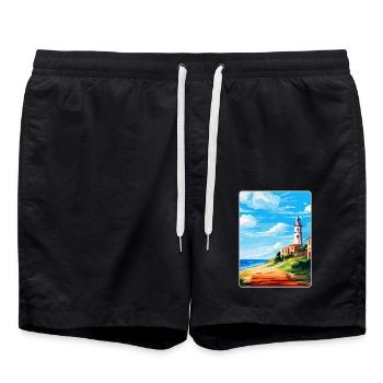 Faro Portugal Vintage Travel Poster WPA Souvenir - Swim Trunks - black - Front - AI Model Male 185 light (185cm)