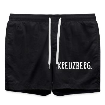 Kreuzberg Berlin Bezirk Kiez Fancy - Badeshorts - Schwarz - Vorne - AI Model Male 185 light (185cm)