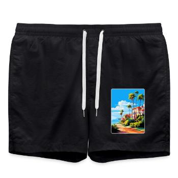 Marbella Spain Vintage Travel Poster Souvenir WPA - Swim Trunks - black - Front - AI Model Male 185 light (185cm)