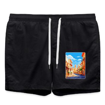 Alicante Espagne Affiche de voyage vintage Souvenir WPA - Short de bain - noir - Devant - AI Model Male 185 light (185cm)