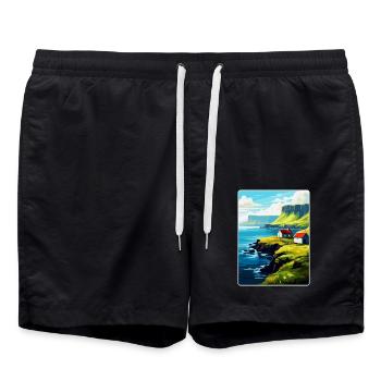 Faroe Island Denmark Vintage Travel Poster WPA Art - Swim Trunks - black - Front - AI Model Male 185 light (185cm)