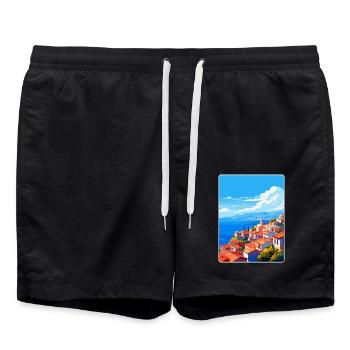 Griechenland Vintage Reiseposter WPA Souvenir - Badeshorts - Schwarz - Vorne - AI Model Male 185 light (185cm)