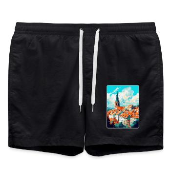 Mikulov Tschechische Republik Vintage Reiseposter WPA - Badeshorts - Schwarz - Vorne - AI Model Male 185 light (185cm)