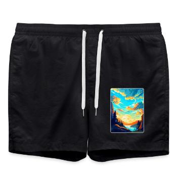 Podyji Tschechische Republik Vintage Reiseposter WPA - Badeshorts - Schwarz - Vorne - AI Model Male 185 light (185cm)