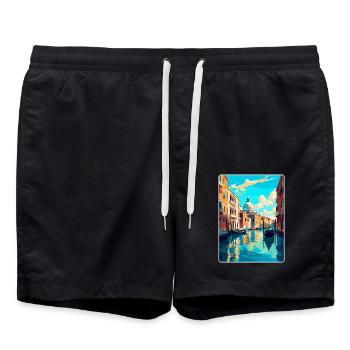 Venice Italy Vintage Travel Poster WPA Souvenir - Swim Trunks - black - Front - AI Model Male 185 light (185cm)