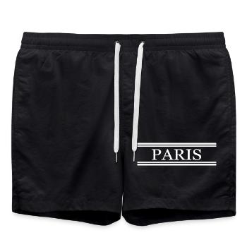 Paris France Chic - Badeshorts - Schwarz - Vorne - AI Model Male 185 light (185cm)