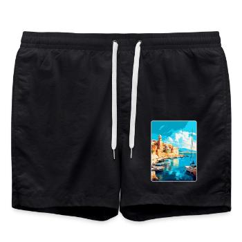 Héraklion Grèce Affiche de voyage vintage souvenir - Short de bain - noir - Devant - AI Model Male 185 light (185cm)