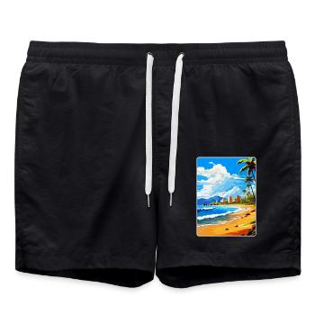 Playa De Las Americas Spanien Vintage Reiseplakat - Badeshorts - Schwarz - Vorne - AI Model Male 185 light (185cm)