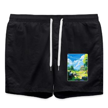 Ancient Olympi Greece Vintage Travel Poster WPA - Swim Trunks - black - Front - AI Model Male 185 light (185cm)