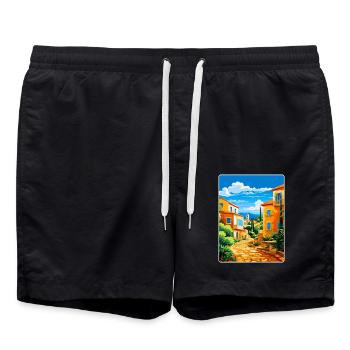 Vila Vicosa Portugal Affiche de voyage vintage WPA Art - Short de bain - noir - Devant - AI Model Male 185 light (185cm)