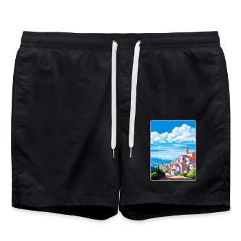 Castelo Branco Portugal Vintage Reiseposter WPA - Badeshorts - Schwarz - Vorne - AI Model Male 185 light (185cm)