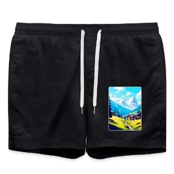 Adelboden Schweiz Vintage Reiseplakat WPA - Badeshorts - Schwarz - Vorne - AI Model Male 185 light (185cm)