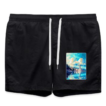 Split Kroatien Vintage Reiseplakat WPA Souvenir - Badeshorts - Schwarz - Vorne - AI Model Male 185 light (185cm)
