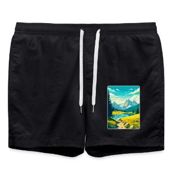 Durmitor-Nationalpark Montenegro Reiseplakat - Badeshorts - Schwarz - Vorne - AI Model Male 185 light (185cm)