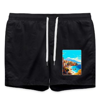 Crète Grèce Affiche de voyage vintage WPA Souvenir - Short de bain - noir - Devant - AI Model Male 185 light (185cm)