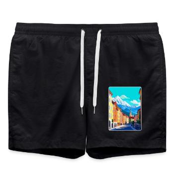 Innsbruck Autriche Affiche de voyage vintage souvenir - Short de bain - noir - Devant - AI Model Male 185 light (185cm)