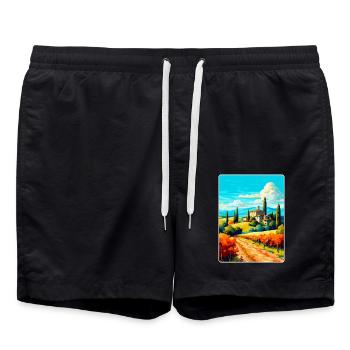 Toskana Italien Vintage Reiseplakat WPA Souvenir - Badeshorts - Schwarz - Vorne - AI Model Male 185 light (185cm)