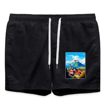 Ljubljana Slowenien Vintage Reiseplakat Souvenir - Badeshorts - Schwarz - Vorne - AI Model Male 185 light (185cm)