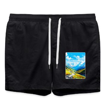Stilfser Joch Italien Vintage Reiseposter WPA Souvenir - Badeshorts - Schwarz - Vorne - AI Model Male 185 light (185cm)