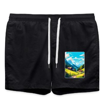 Appenzell Schweiz Vintage Reiseplakat WPA - Badeshorts - Schwarz - Vorne - AI Model Male 185 light (185cm)