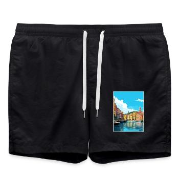 Palau Italien Vintage Reiseposter WPA Souvenir - Badeshorts - Schwarz - Vorne - AI Model Male 185 light (185cm)
