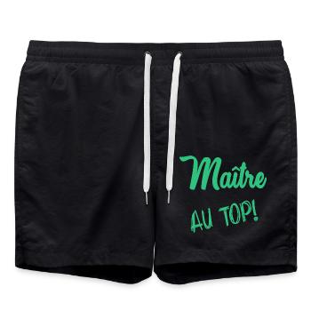 MASTER. THANK YOU. THANK YOU, MASTER. MASTER. MASTER GIFT - Swim Trunks - black - Front - AI Model Male 185 light (185cm)