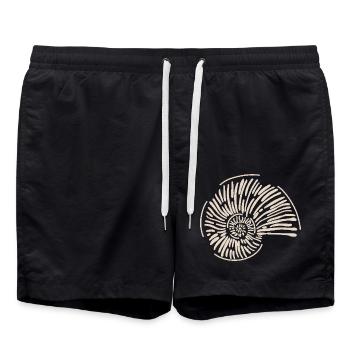 Ammonitenspirale Linienkunst - Badeshorts - Schwarz - Vorne - AI Model Male 185 light (185cm)