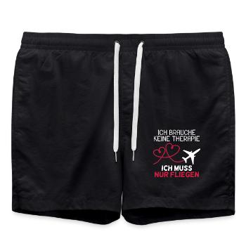 Pilot Therapie Spruch Flugzeug Geschenk - Badeshorts - Schwarz - Vorne - AI Model Male 185 light (185cm)