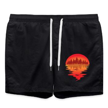 Sonnenuntergang am Waldsee - Badeshorts - Schwarz - Vorne - AI Model Male 185 light (185cm)