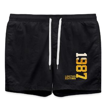 LIMITED EDITION 1987 BIER 39. GEBURTSTAG - Badeshorts - Schwarz - Vorne - AI Model Male 185 light (185cm)