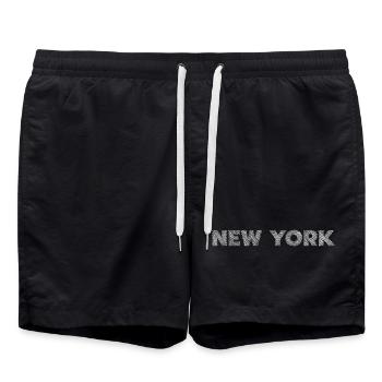New York lettering Hatching Design - Swim Trunks - black - Front - AI Model Male 185 light (185cm)