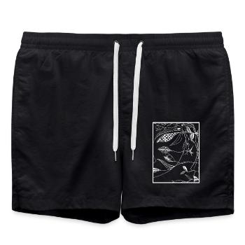 Dark Botanical Lines - Swim Trunks - black - Front - AI Model Male 185 light (185cm)