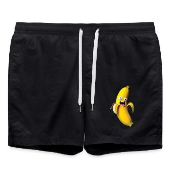 Expressive banana figure with a face - Swim Trunks - black - Front - AI Model Male 185 light (185cm)