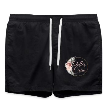 Polter Crew! Blumen Bouquet Boho Kranz - Badeshorts - Schwarz - Vorne - AI Model Male 185 light (185cm)