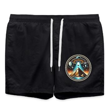 Ufo Alien Pyramids Logo - Swim Trunks - black - Front - AI Model Male 185 light (185cm)