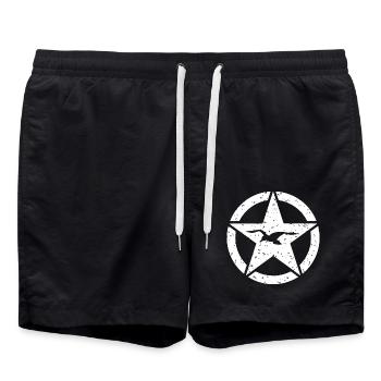 Vintage Stern Möwe Logo - Badeshorts - Schwarz - Vorne - AI Model Male 185 light (185cm)