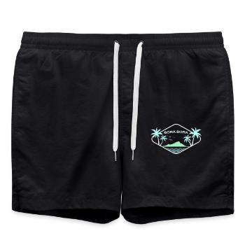 Logo Idylle de l’île Bora Bora - Short de bain - noir - Devant - AI Model Male 185 light (185cm)