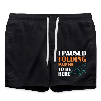 Ich habe das Falten von Papier unterbrochen, um hi - Badeshorts - Schwarz - Vorne - AI Model Male 185 light (185cm)
