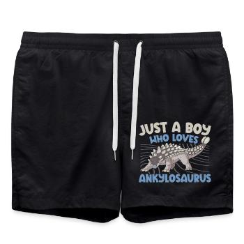 Just A Boy Who Loves Ankylosaurus Dinosaur Dino - Badeshorts - Schwarz - Vorne - AI Model Male 185 light (185cm)
