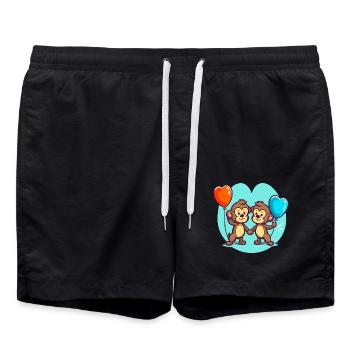Affen, Kawaii, Karikatur, Haustier, Spielend, Mit, Balloons - Badeshorts - Schwarz - Vorne - AI Model Male 185 light (185cm)